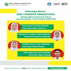 Patut Bangga, Siswa Siswi SMK Cordova Margoyoso LULUS Seleksi SNBP 2023.